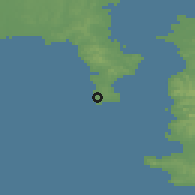 Shaded relief of the 55 km around Miura, drawn from the GMTED2010 grid