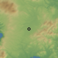 Shaded relief of the 56 km around Miyakonojō, drawn from the GMTED2010 grid