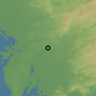 Shaded relief of the 55 km around Miyoshi, drawn from the GMTED2010 grid