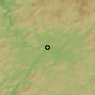 Shaded relief of the 55 km around Miyoshi, drawn from the GMTED2010 grid