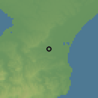 Shaded relief of the 55 km around Mobara, drawn from the GMTED2010 grid
