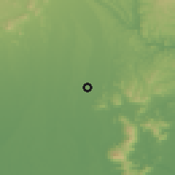 Shaded relief of the 54 km around Mōka, drawn from the GMTED2010 grid