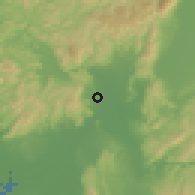 Shaded relief of the 55 km around Mukō, drawn from the GMTED2010 grid