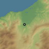 Shaded relief of the 54 km around Myoko, drawn from the GMTED2010 grid