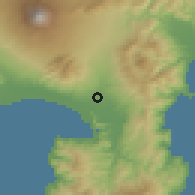 Shaded relief of the 55 km around Nagaizumi, drawn from the GMTED2010 grid