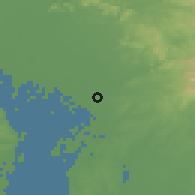 Shaded relief of the 55 km around Nagoya, drawn from the GMTED2010 grid