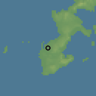 Shaded relief of the 57 km around Naha, drawn from the GMTED2010 grid