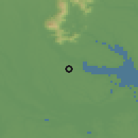 Shaded relief of the 55 km around Naka, drawn from the GMTED2010 grid