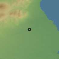 Shaded relief of the 52 km around Nakashibetsu, drawn from the GMTED2010 grid