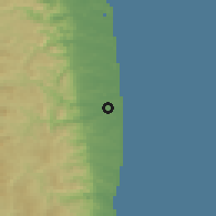Shaded relief of the 54 km around Namie, drawn from the GMTED2010 grid