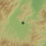 Shaded relief of the 54 km around Nanyō, drawn from the GMTED2010 grid