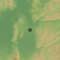 Shaded relief of the 55 km around Nara, drawn from the GMTED2010 grid