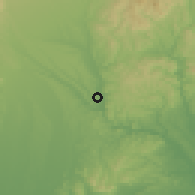 Shaded relief of the 54 km around Nasukarasuyama, drawn from the GMTED2010 grid