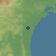 Shaded relief of the 54 km around Natori, drawn from the GMTED2010 grid