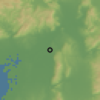 Shaded relief of the 55 km around Neyagawa, drawn from the GMTED2010 grid