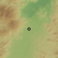 Shaded relief of the 54 km around Nihommatsu, drawn from the GMTED2010 grid