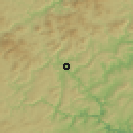 Shaded relief of the 55 km around Niimi, drawn from the GMTED2010 grid