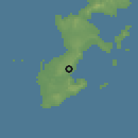 Shaded relief of the 57 km around Nishihara, drawn from the GMTED2010 grid