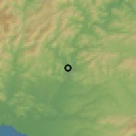 Shaded relief of the 55 km around Nishiwaki, drawn from the GMTED2010 grid