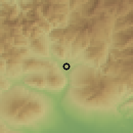 Shaded relief of the 54 km around Numata, drawn from the GMTED2010 grid