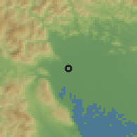 Shaded relief of the 55 km around Ōgaki, drawn from the GMTED2010 grid