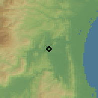 Shaded relief of the 54 km around Ogawara, drawn from the GMTED2010 grid