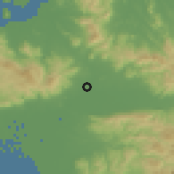 Shaded relief of the 55 km around Ogori, drawn from the GMTED2010 grid
