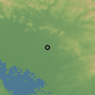 Shaded relief of the 55 km around Oguchi, drawn from the GMTED2010 grid