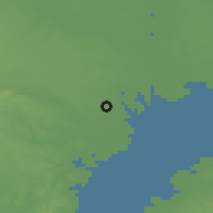 Shaded relief of the 55 km around Oi, drawn from the GMTED2010 grid