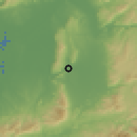 Shaded relief of the 55 km around Oji, drawn from the GMTED2010 grid