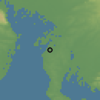 Shaded relief of the 55 km around Chita, drawn from the GMTED2010 grid