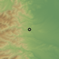 Shaded relief of the 55 km around Ōme, drawn from the GMTED2010 grid