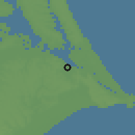 Shaded relief of the 55 km around Omigawa, drawn from the GMTED2010 grid