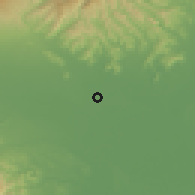 Shaded relief of the 55 km around Ora, drawn from the GMTED2010 grid