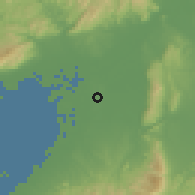 Shaded relief of the 55 km around Ōsaka, drawn from the GMTED2010 grid