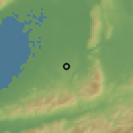 Shaded relief of the 55 km around Ōsakasayama, drawn from the GMTED2010 grid