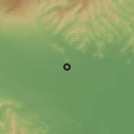 Shaded relief of the 54 km around Ōta, drawn from the GMTED2010 grid