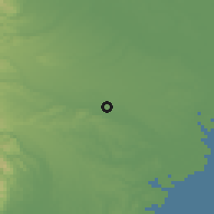 Shaded relief of the 55 km around Chōfu, drawn from the GMTED2010 grid