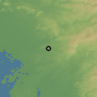 Shaded relief of the 55 km around Owariasahi, drawn from the GMTED2010 grid