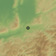 Shaded relief of the 55 km around Ōyodo, drawn from the GMTED2010 grid