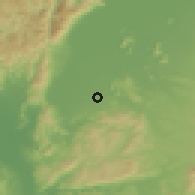 Shaded relief of the 55 km around Rittō, drawn from the GMTED2010 grid