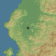 Shaded relief of the 55 km around Sabae, drawn from the GMTED2010 grid