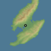 Shaded relief of the 54 km around Sado, drawn from the GMTED2010 grid