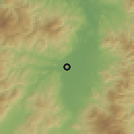 Shaded relief of the 54 km around Sagae, drawn from the GMTED2010 grid