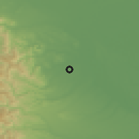 Shaded relief of the 55 km around Sakado, drawn from the GMTED2010 grid