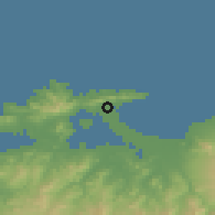 Shaded relief of the 55 km around Sakaiminato, drawn from the GMTED2010 grid