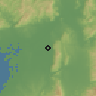 Shaded relief of the 55 km around Daitō, drawn from the GMTED2010 grid