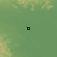 Shaded relief of the 55 km around Sakura, drawn from the GMTED2010 grid