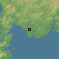 Shaded relief of the 55 km around Sanyoonoda, drawn from the GMTED2010 grid