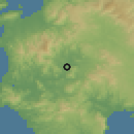Shaded relief of the 56 km around Satsuma, drawn from the GMTED2010 grid